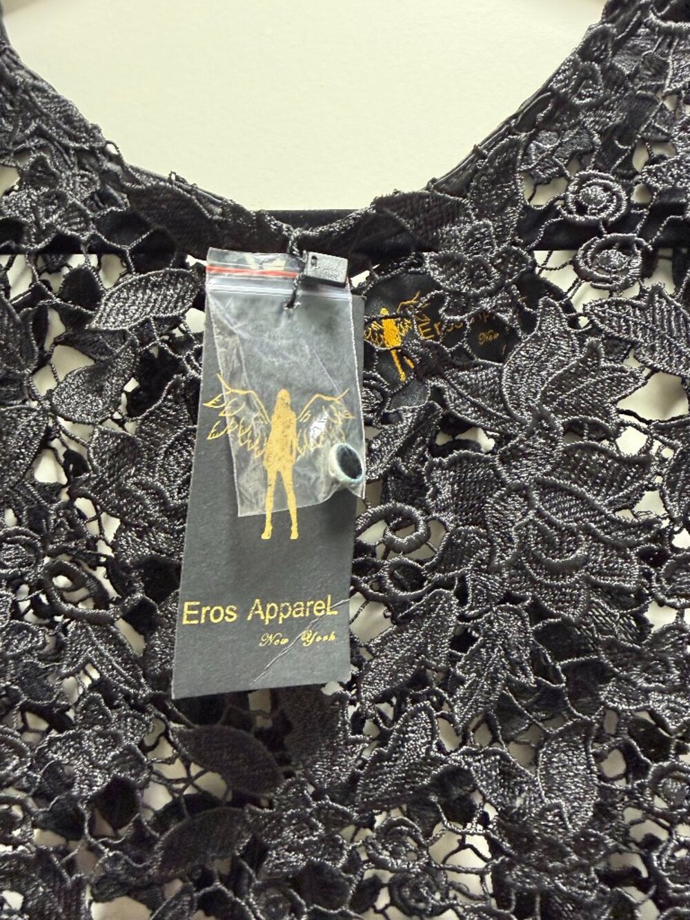 NWT Eros Apparel Black Floral Lace Blouse Size M